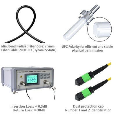 LC APC Cordón de parche de fibra óptica de modo único OS2 chaqueta verde