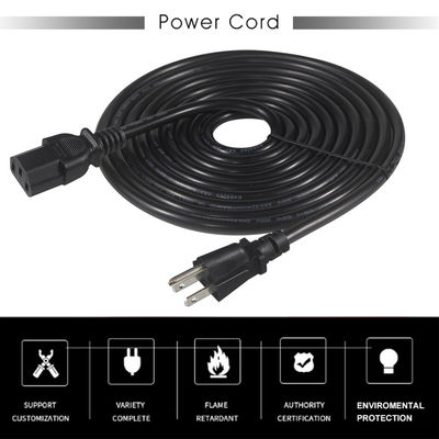QIUCABLE Cable de alimentación para monitor de repuesto de 12 pies - Cable de alimentación para PC, conector NEMA 5-15P a IEC C13 SJT 18AWG (B09N3K9VJT)