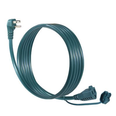 Cable de extensión para exteriores de 90 grados con enchufe plano NEMA5-15P a 5-15R, 3 clavijas macho a hembra