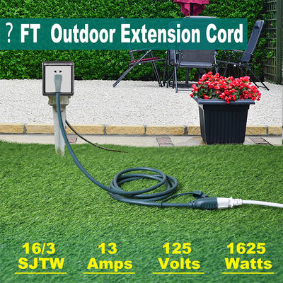 90 grados de conexión plana NEMA 5-15P a 5-15R Cordón de extensión exterior 6 pies