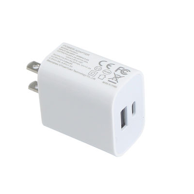 US 2 pin 20W cargador USB de pared de doble puerto Adaptador de alimentación de carga rápida tipo C y USB-A para teléfono, tableta, cámara