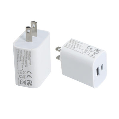 US 2 pin 20W cargador USB de pared de doble puerto Adaptador de alimentación de carga rápida tipo C y USB-A para teléfono, tableta, cámara