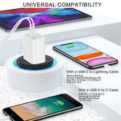 US 2-Pin 18W Dual USB Wall Charger Adaptador de energía de carga rápida tipo-C y USB-A para teléfono inteligente, tableta, cámara