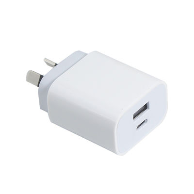 Cargador de pared de 2 puertos AU de 20W – Adaptador de corriente de carga rápida USB-C y USB-A para teléfono, tableta, cámara, uso en viajes