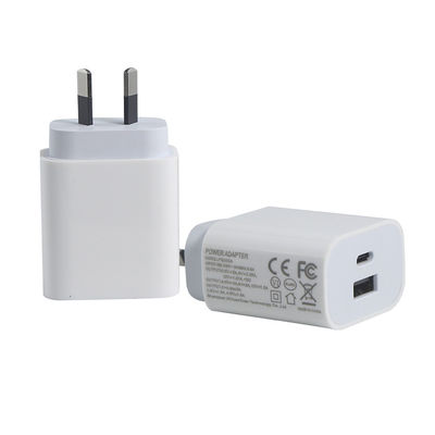 Cargador de pared de 2 puertos AU de 20W – Adaptador de corriente de carga rápida USB-C y USB-A para teléfono, tableta, cámara, uso en viajes