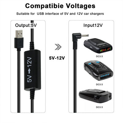 Cable de alimentación USB a CC en ángulo recto de 5 V a 12 V - Adaptador elevador de voltaje para enrutador, tira de LED, cámara, ventilador