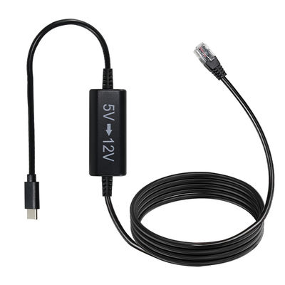 Cable USB-C a 12V con elevador de voltaje y enchufe DC en ángulo recto - Cable convertidor de corriente de 5V a 12V para enrutador, LED, cámara, ventilador