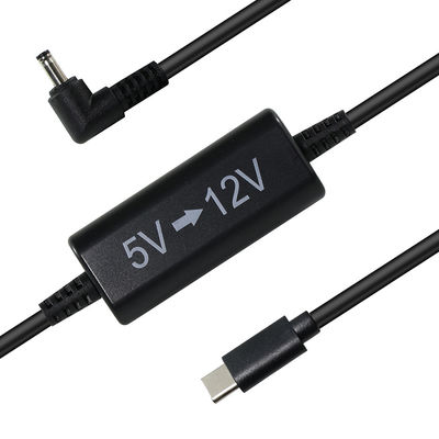 Cable USB-C a 12V con elevador de voltaje y enchufe DC en ángulo recto - Cable convertidor de corriente de 5V a 12V para enrutador, LED, cámara, ventilador