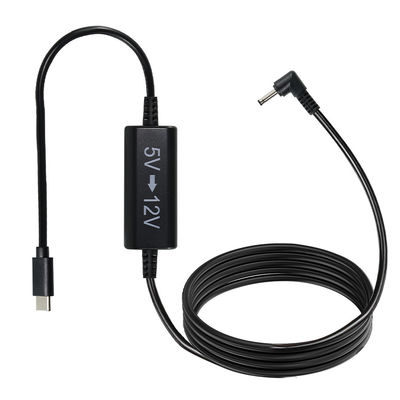 Cable USB-C a 12V con elevador de voltaje y enchufe DC en ángulo recto - Cable convertidor de corriente de 5V a 12V para enrutador, LED, cámara, ventilador