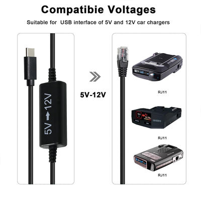 Cable de inyección de energía USB-C a RJ45 -5V a 12V Adaptador Ethernet Step-Up para cámara IP, punto de acceso, dispositivo IoT