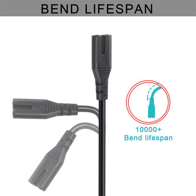 Cable de alimentación NEMA 1-15P a IEC C7 - Cable de enchufe plano a conector en forma de 8 para portátil, reproductor de DVD, consola de juegos, electrodomésticos pequeños