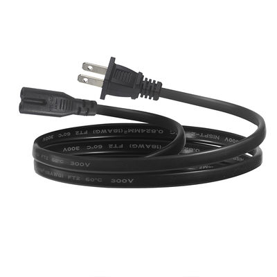 Cable de alimentación NEMA 1-15P a IEC C7 - Cable de enchufe plano a conector en forma de 8 para portátil, reproductor de DVD, consola de juegos, electrodomésticos pequeños