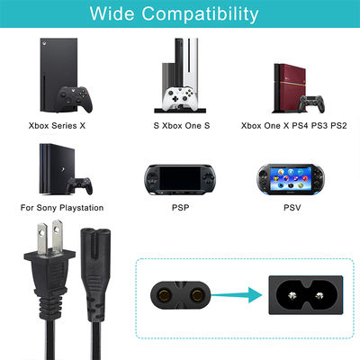 Cable de alimentación NEMA 1-15P a IEC C7 - Cable de enchufe plano a conector en forma de 8 para portátil, reproductor de DVD, consola de juegos, electrodomésticos pequeños