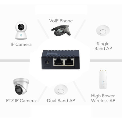 Inyector PoE activo-48V Adaptador de alimentación por Ethernet IEEE 802.3af/at Compatible para cámaras IP, AP inalámbrico, teléfonos VoIP