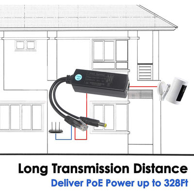 PoE Splitter con salida de corriente continua - 48V a 12V / 9V / 5V Convertidor de potencia descendente por Ethernet para cámara IP, Raspberry Pi, punto de acceso