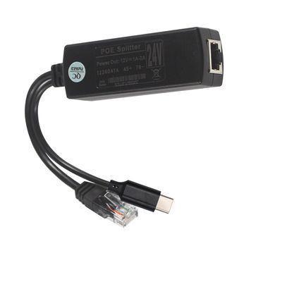 PoE Splitter con salida USB-C- 48V a 5V / 9V / 12V Convertidor de energía por Ethernet para tabletas, teléfonos, Raspberry Pi, dispositivos USB-C
