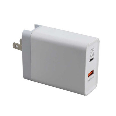 US Cargador de pared de 2 puertos de enchufe Adaptador de carga rápida de 45W con salida USB-C y USB-A para uso telefónico, tablet, portátil, hogar y viaje