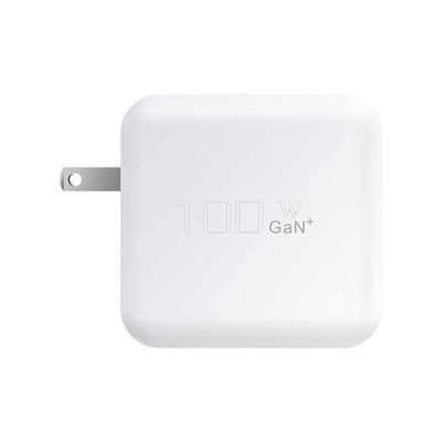 Cargador de pared USB-C de 100W con enchufe estadounidense – Adaptador de alta potencia de 2 clavijas para portátil, tableta, teléfono, dispositivos Tipo-C (Entrada 100–240V)