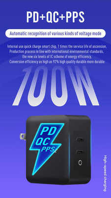 Cargador de pared USB-C de 100W con enchufe de EE.UU. para computadoras portátiles y teléfonos