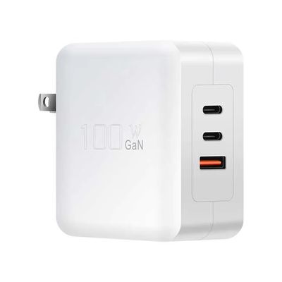 Cargador de pared de 100W de conexión de EE.UU. ¢ Adaptador de carga rápida doble USB-C y USB-A para computadoras portátiles, tabletas, teléfonos y viajes (entrada de 100 ¢ 240V)