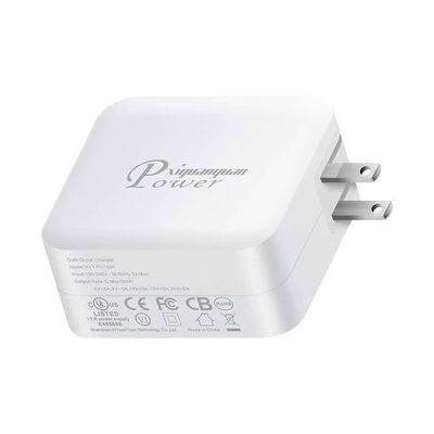 Cargador de pared de 100W de conexión de EE.UU. ¢ Adaptador de carga rápida doble USB-C y USB-A para computadoras portátiles, tabletas, teléfonos y viajes (entrada de 100 ¢ 240V)