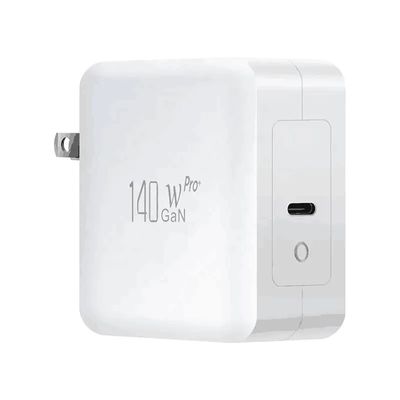 Cargador de pared de 2 clavijas de EE. UU. con un solo puerto USB-C, salida de alta velocidad de 140W, adaptador de carga rápida para portátil/móvil