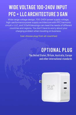 Cargador de pared de 2 clavijas de EE. UU. con un solo puerto USB-C, salida de alta velocidad de 140W, adaptador de carga rápida para portátil/móvil