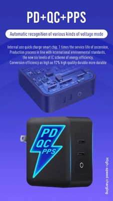 Cargador de pared de 2 clavijas de EE. UU. con un solo puerto USB-C, salida de alta velocidad de 140W, adaptador de carga rápida para portátil/móvil