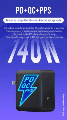 Cargador GaN PD de 120W con doble USB-C y enchufe de 2 clavijas para EE. UU.