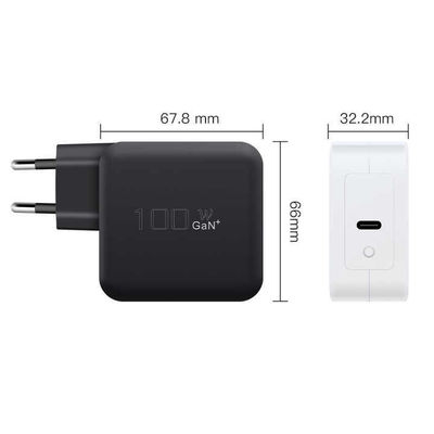 Cargador de pared USB-C de 2 pines de la UE, adaptador de alimentación tipo C de alta velocidad de 100 W para computadoras portátiles, tabletas y dispositivos móviles