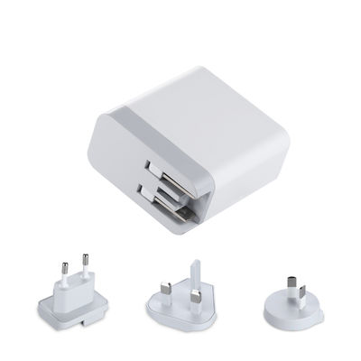 Cargador de pared USB multipuerto con enchufes intercambiables, adaptador de corriente USB-A y USB-C de 60W para el hogar, la oficina y viajes