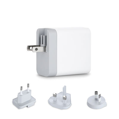 Cargador de pared USB multipuerto con enchufes intercambiables, adaptador de corriente USB-A y USB-C de 60W para el hogar, la oficina y viajes