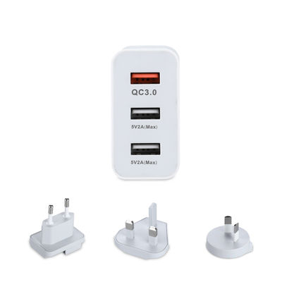 Cargador de pared USB multipuerto con enchufes intercambiables, adaptador de corriente USB-A y USB-C de 60W para el hogar, la oficina y viajes