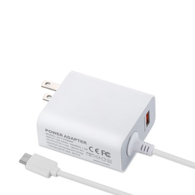 Cargador de pared USB-C de 60W para EE. UU. con cable fijo, Adaptador de corriente Tipo-C de alta velocidad para teléfonos inteligentes, tabletas y computadoras portátiles