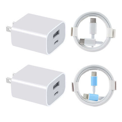 20W USB-C y USB-A US Cargador de pared con cable, adaptador de energía de carga rápida para teléfonos inteligentes y tabletas