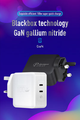 Cargador USB-C de 2 pines del Reino Unido con puertos duales, adaptador de corriente tipo C de alta velocidad de 100W para portátiles, tabletas y teléfonos inteligentes