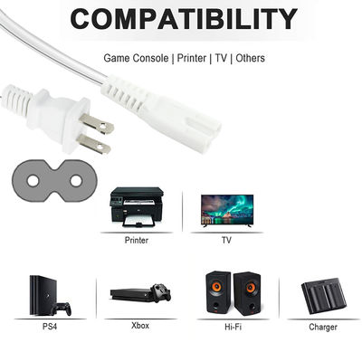 Cable de alimentación de TV QIUCABLE - 2Pack 10FT 2 Prongs Plug no polarizado NEMA 1-15P a C7 Figura 8 Cable de suministro de reemplazo (B0D7RKLTSJ)