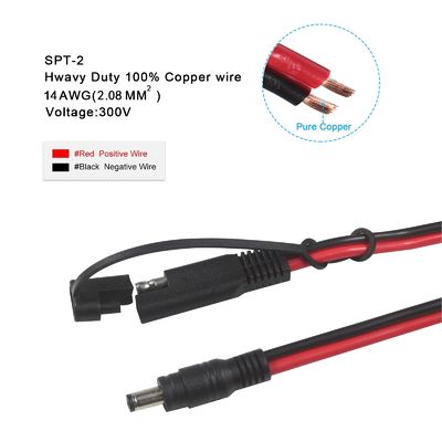 Cable de adaptador coaxial de SAE a CC - 6Ft 14AWG conector de desconexión de liberación rápida 5.5mmx2.1mm Jack masculino de extensión de energía con 8mm 2.5mm 3.5mm Adaptadores para automóviles (B09N3LCJ4F)
