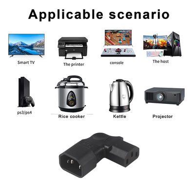 QIUCABLE Adaptador IEC de ángulo izquierdo, C14 Hombre a C13 Mujer, enchufe de 90 grados, 250V CA, 10A máximo, 100% de cobre puro, chaqueta de PVC (B09V122QLV)