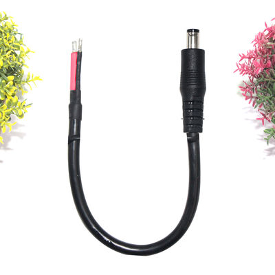 Conector de corriente continua de ángulo recto 5.5x2.1mm Jack femenino a cable de alambre de lata