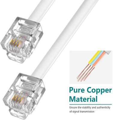 Cable de extensión telefónica RJ11 de 10 pies, 20 pies, 30 pies para teléfonos fijos y módems