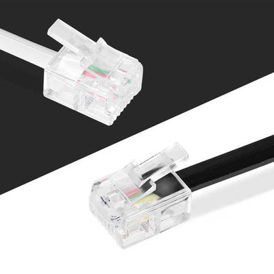 Cable de extensión telefónica RJ11 de 4 hilos plano para módem DSL y sistemas de seguridad