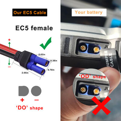 Cable de conector DC rectangular de EC5 a 2 pines 12AWG para sistemas solares