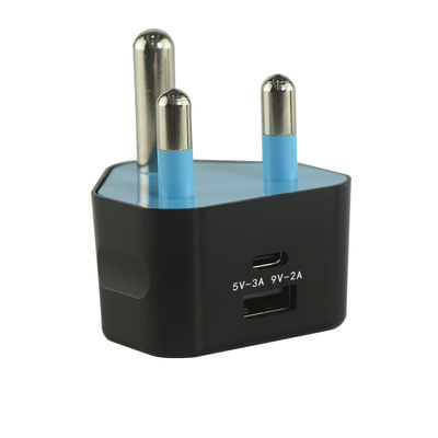 Cargador USB enchufable con puertos USB-C y USB-A 5V 3.4A
