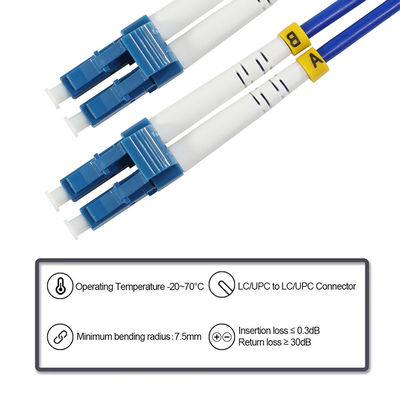 LC a LC Duplex OM3 Cable de parche de fibra multimodo 50/125μm