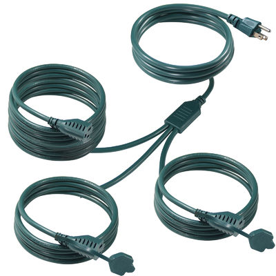 Cable de extensión de alimentación con divisor de salida estadounidense de 3 vías NEMA 5-15P - Cable de alta resistencia de 125 V CA para el hogar, la oficina y el taller