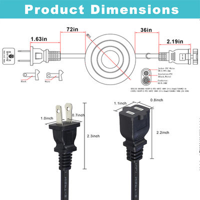 Cable de extensión de enchufe de EE. UU. NEMA 1-15P con interruptor de pedal - Cable de control de paso en línea para lámpara, luz de escritorio, uso doméstico