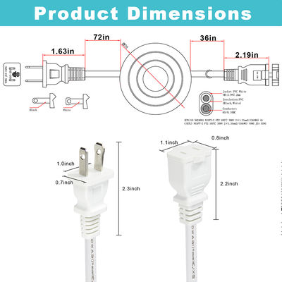 Cable de extensión de enchufe de EE. UU. NEMA 1-15P con interruptor de pedal - Cable de control de paso en línea para lámpara, luz de escritorio, uso doméstico