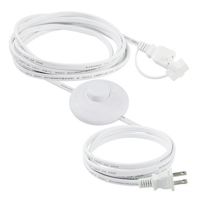 Cable de extensión de enchufe de EE. UU. NEMA 1-15P con interruptor de pedal - Cable de control de paso en línea para lámpara, luz de escritorio, uso doméstico
