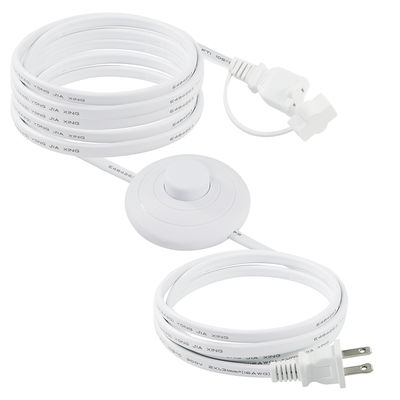 Cable de extensión de enchufe de EE. UU. NEMA 1-15P con interruptor de pedal - Cable de control de paso en línea para lámpara, luz de escritorio, uso doméstico